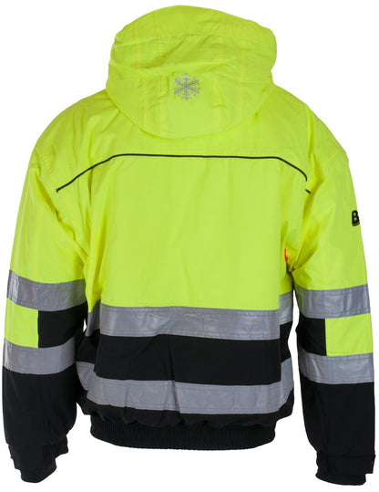 BERGSET PILOTJAKKE VATTERT GUL/SVART/ORANSJE EN ISO 20471 KLASSE 2