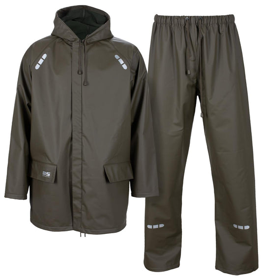 TROLLHEIM 2 REGNSETT JAKKE MIDJEBUKSE I PU GRØNN MED REFLEKS