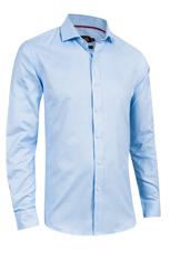 COTTON BLEND SMALL CHECK SHIRT/BLUE