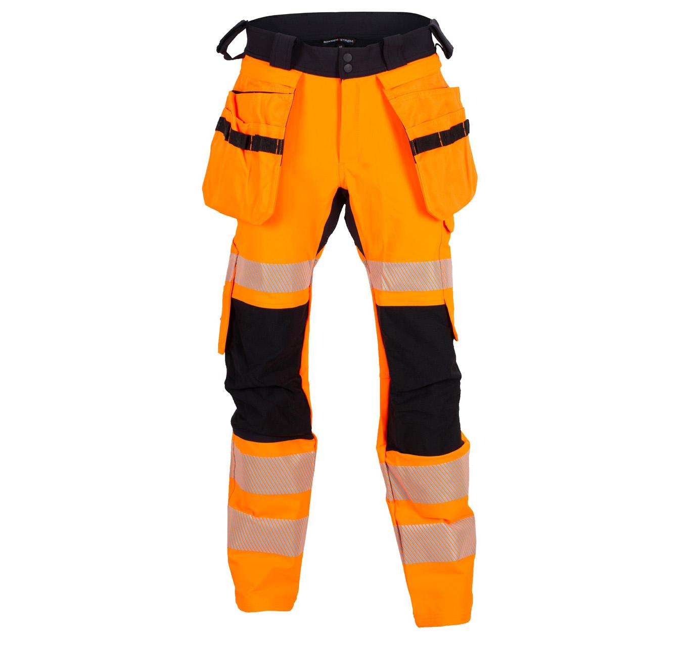 LILLEHAMMER BUKSE MED AVTAGBARE HENGELOMMER 4-VEIS STRETCH ORANSJE/SVART EN20471 KLASSE 2