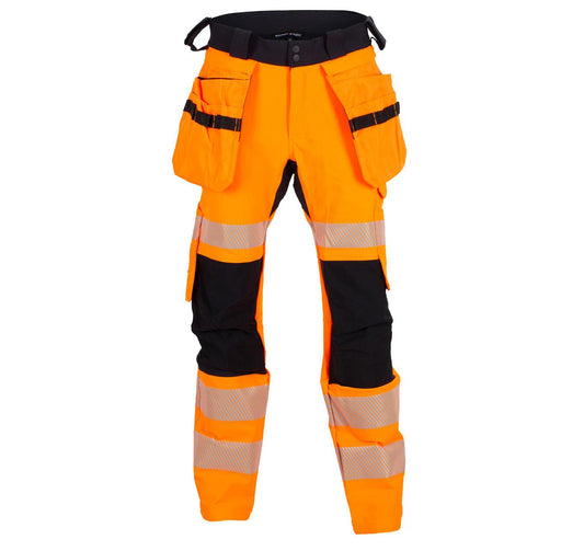 LILLEHAMMER BUKSE MED AVTAGBARE HENGELOMMER 4-VEIS STRETCH ORANSJE/SVART EN20471 KLASSE 2