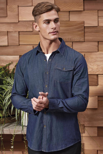 MEN'S JEANS STITCH DENIM SHIRT