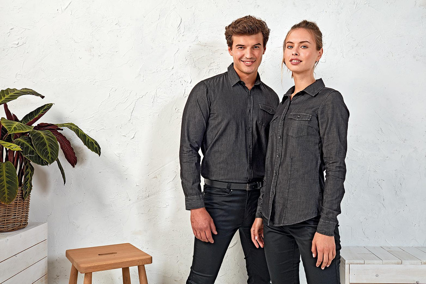 MEN'S JEANS STITCH DENIM SHIRT