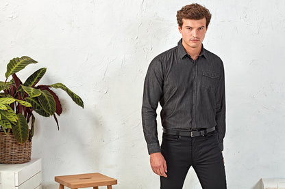 MEN'S JEANS STITCH DENIM SHIRT