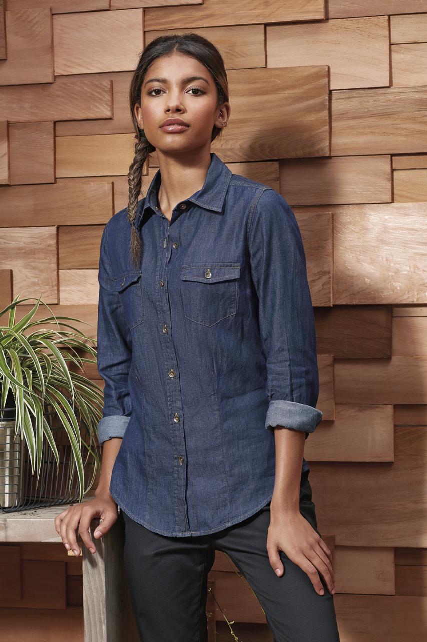 WOMEN'S JEANS STITCH DENIM SHIRT
