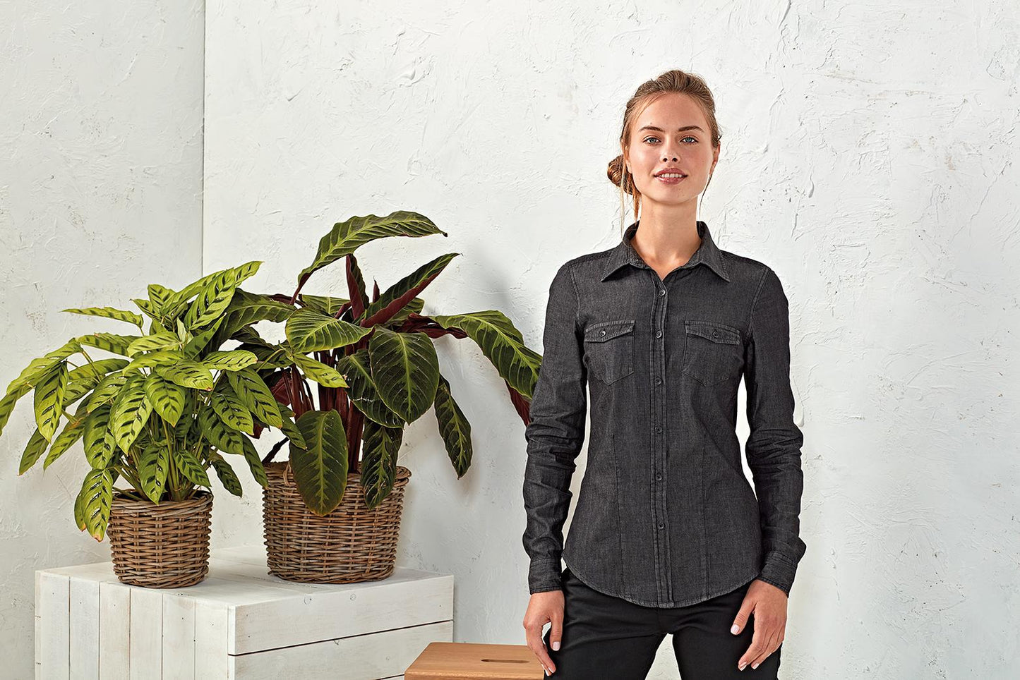 WOMEN'S JEANS STITCH DENIM SHIRT