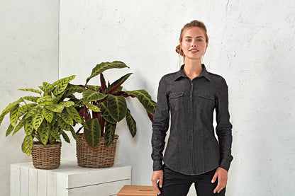 WOMEN'S JEANS STITCH DENIM SHIRT