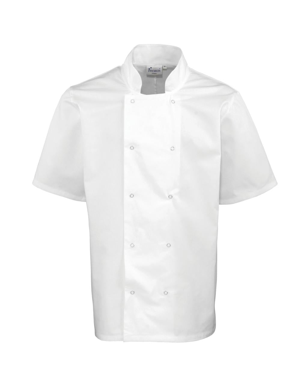 P664 STUDDED FRONT CHEFS JACKET S/S