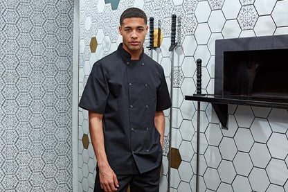 P664 STUDDED FRONT CHEFS JACKET S/S