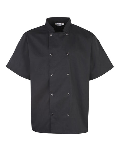 P664 STUDDED FRONT CHEFS JACKET S/S